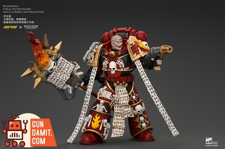 JoyToy JT05213 1/18 Warhammer The Horus Heresy Word Bearers Erebus, the Dark Apostle with Crux Malifica and Plasma Pistol - View 13 JoyToy JT05213 1/18 Warhammer The Horus Heresy Word Bearers Erebus, the Dark Apostle with Crux Malifica and Plasma Pistol - View 13