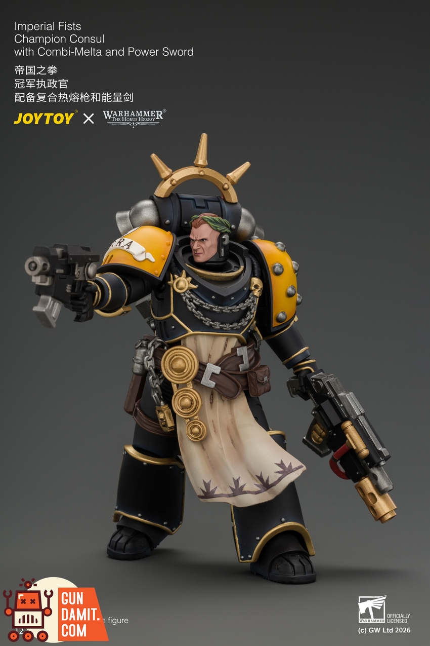JoyToy JT05121 1/18 Warhammer The Horus Heresy Imperial Fists Champion Consul with Combi-Melta and Power Sword - View 9 JoyToy JT05121 1/18 Warhammer The Horus Heresy Imperial Fists Champion Consul with Combi-Melta and Power Sword - View 9