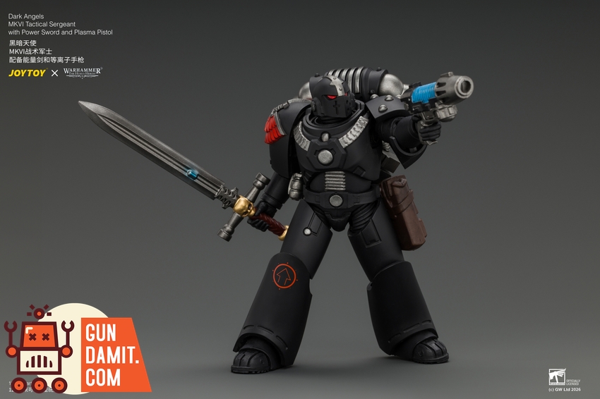 JoyToy JT05138 1/18 Warhammer The Horus Heresy Dark Angels MKVI Tactical Sergeant with Power Sword and Plasma Pistol - View 5 JoyToy JT05138 1/18 Warhammer The Horus Heresy Dark Angels MKVI Tactical Sergeant with Power Sword and Plasma Pistol - View 5