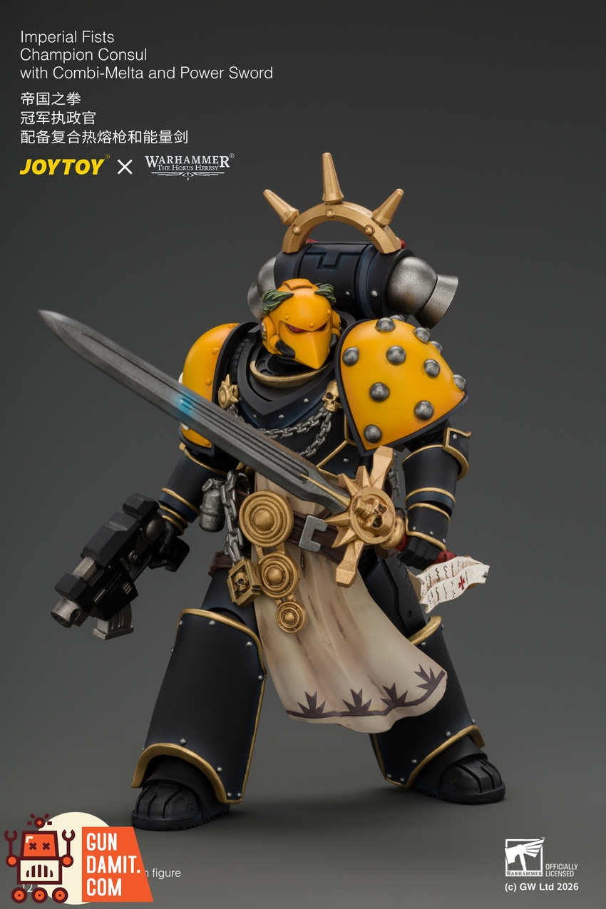JoyToy JT05121 1/18 Warhammer The Horus Heresy Imperial Fists Champion Consul with Combi-Melta and Power Sword - View 6 JoyToy JT05121 1/18 Warhammer The Horus Heresy Imperial Fists Champion Consul with Combi-Melta and Power Sword - View 6
