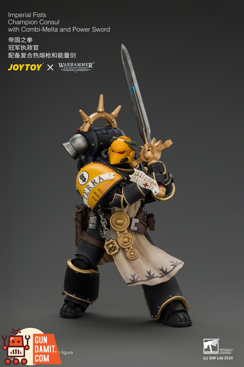 JoyToy JT05121 1/18 Warhammer The Horus Heresy Imperial Fists Champion Consul with Combi-Melta and Power Sword - View 5 JoyToy JT05121 1/18 Warhammer The Horus Heresy Imperial Fists Champion Consul with Combi-Melta and Power Sword - View 5