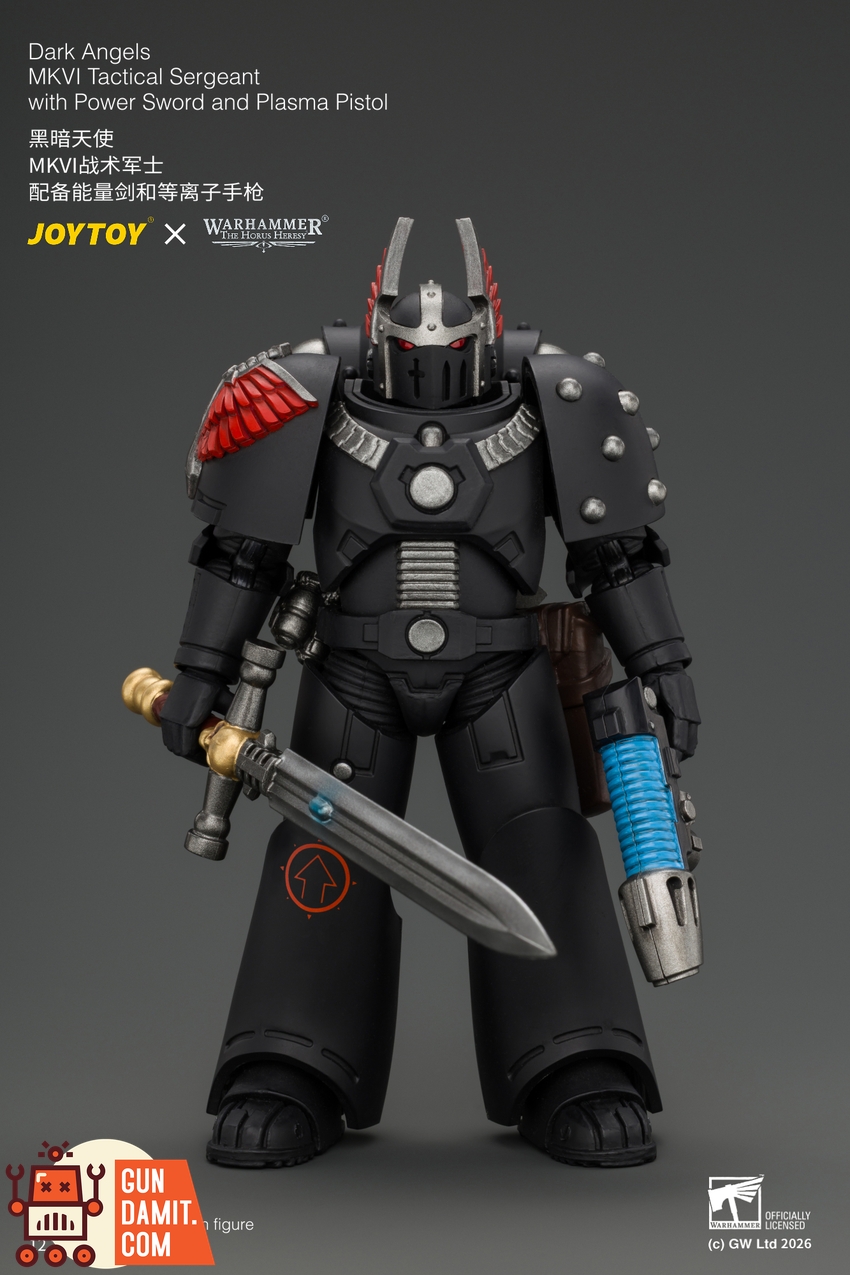 JoyToy JT05138 1/18 Warhammer The Horus Heresy Dark Angels MKVI Tactical Sergeant with Power Sword and Plasma Pistol - View 2 JoyToy JT05138 1/18 Warhammer The Horus Heresy Dark Angels MKVI Tactical Sergeant with Power Sword and Plasma Pistol - View 2