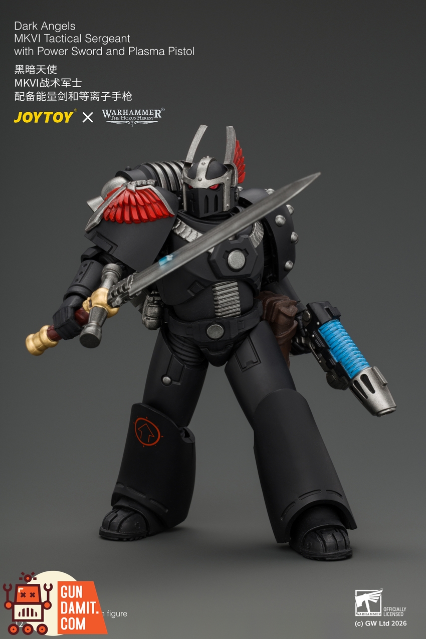 JoyToy JT05138 1/18 Warhammer The Horus Heresy Dark Angels MKVI Tactical Sergeant with Power Sword and Plasma Pistol - View 8 JoyToy JT05138 1/18 Warhammer The Horus Heresy Dark Angels MKVI Tactical Sergeant with Power Sword and Plasma Pistol - View 8