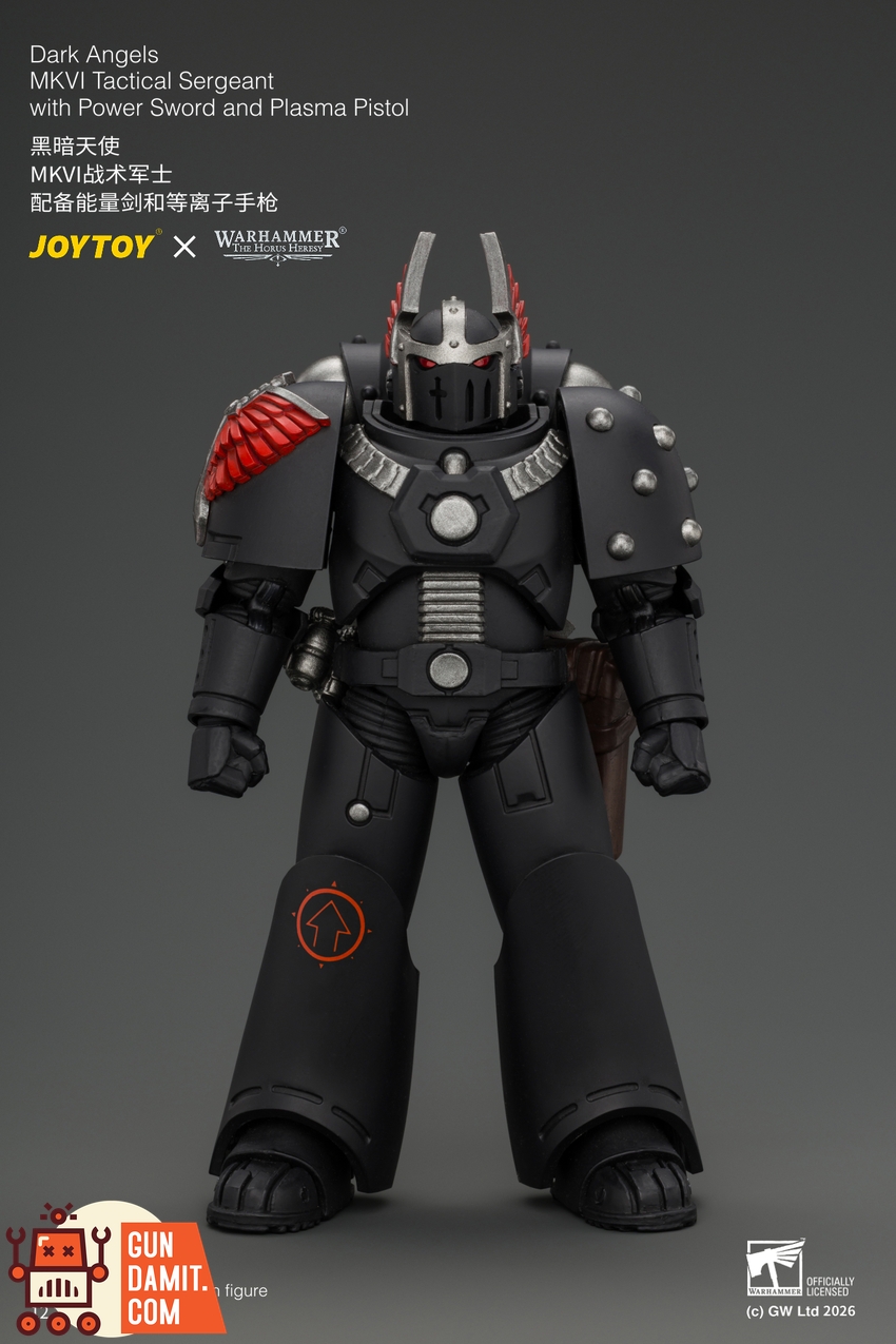 JoyToy JT05138 1/18 Warhammer The Horus Heresy Dark Angels MKVI Tactical Sergeant with Power Sword and Plasma Pistol - View 1 JoyToy JT05138 1/18 Warhammer The Horus Heresy Dark Angels MKVI Tactical Sergeant with Power Sword and Plasma Pistol - View 1