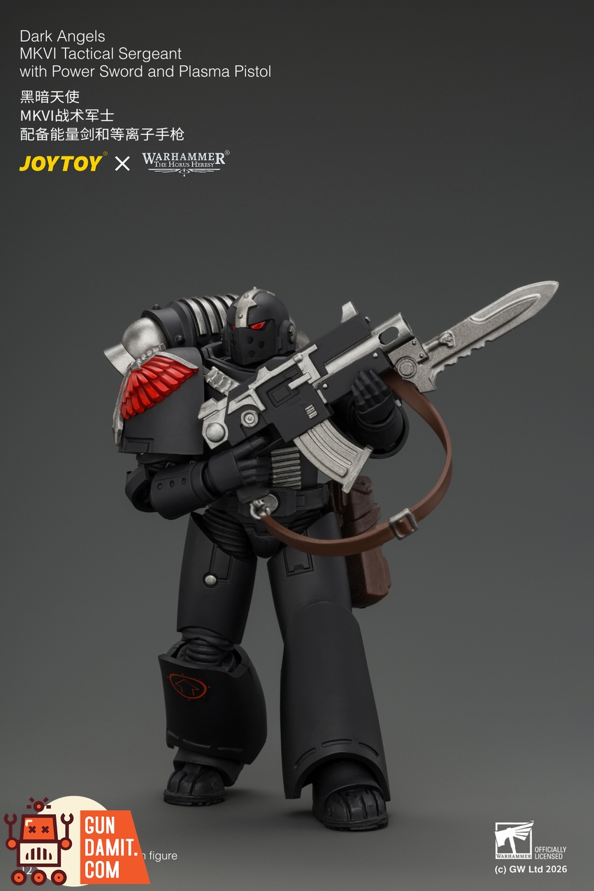 JoyToy JT05138 1/18 Warhammer The Horus Heresy Dark Angels MKVI Tactical Sergeant with Power Sword and Plasma Pistol - View 6 JoyToy JT05138 1/18 Warhammer The Horus Heresy Dark Angels MKVI Tactical Sergeant with Power Sword and Plasma Pistol - View 6
