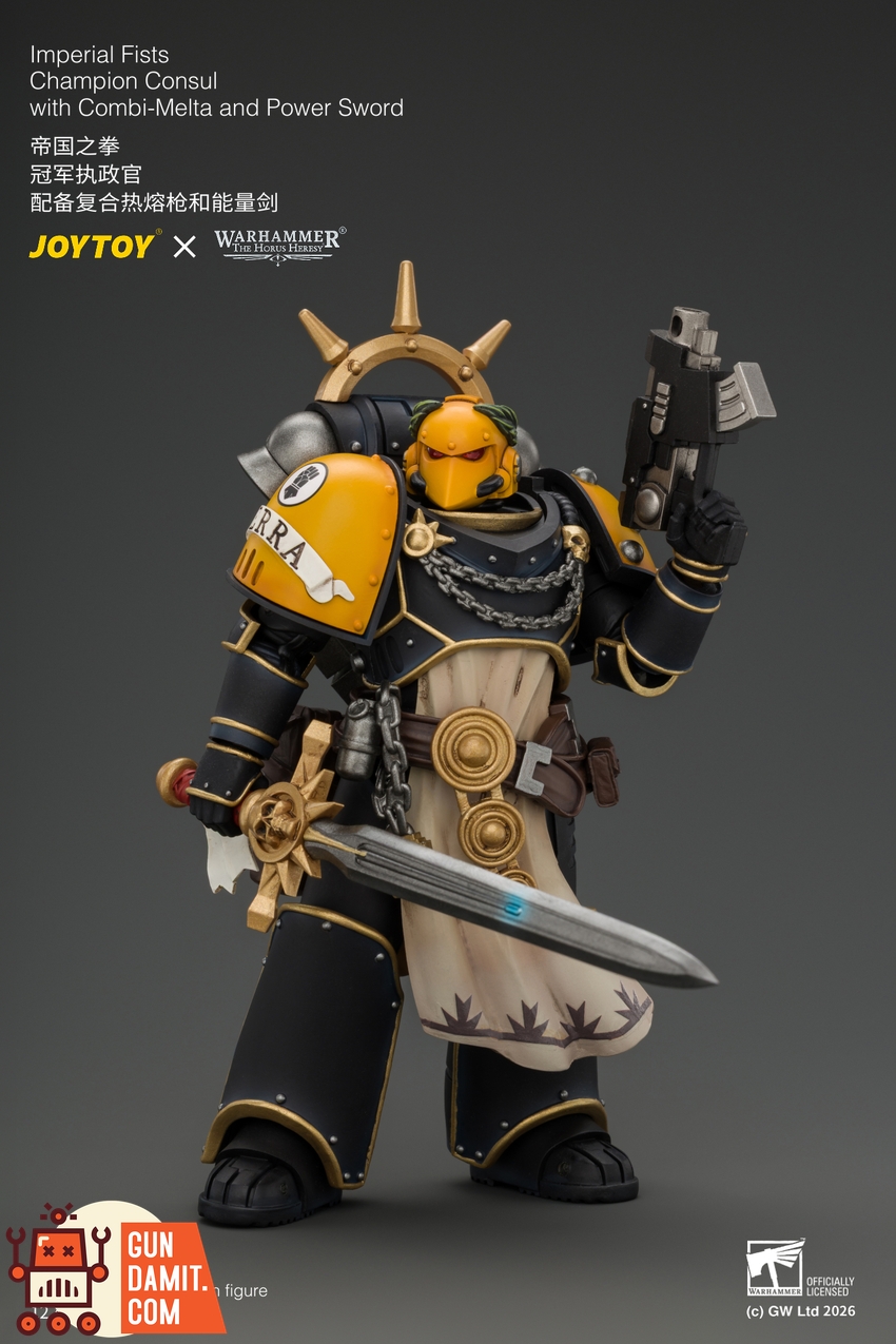 JoyToy JT05121 1/18 Warhammer The Horus Heresy Imperial Fists Champion Consul with Combi-Melta and Power Sword - View 3 JoyToy JT05121 1/18 Warhammer The Horus Heresy Imperial Fists Champion Consul with Combi-Melta and Power Sword - View 3