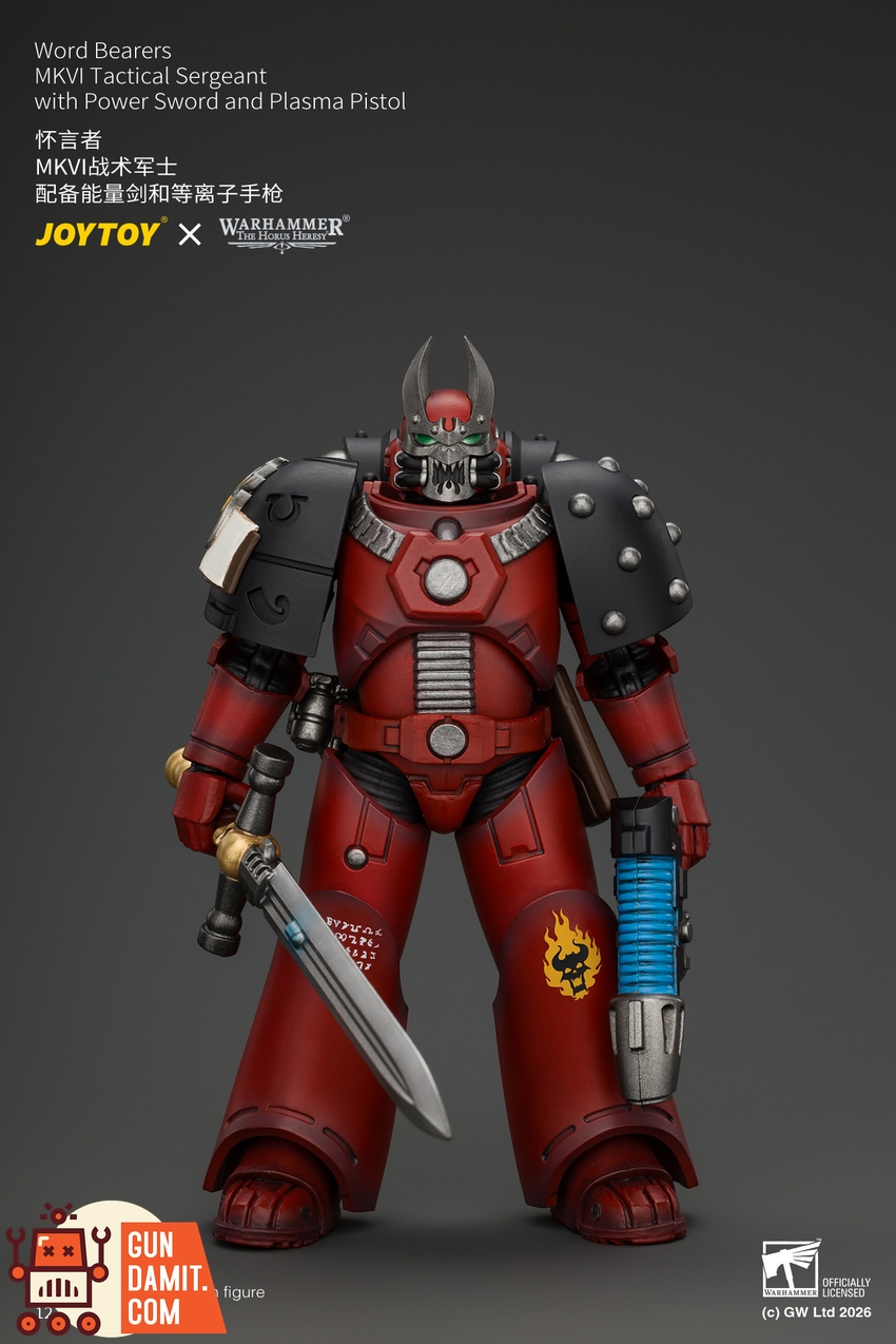 JoyToy JT05015 1/18 Warhammer The Horus Heresy Word Bearers MkVI Tactical Sergeant with Power Sword and Plasma Pistol - View 8 JoyToy JT05015 1/18 Warhammer The Horus Heresy Word Bearers MkVI Tactical Sergeant with Power Sword and Plasma Pistol - View 8