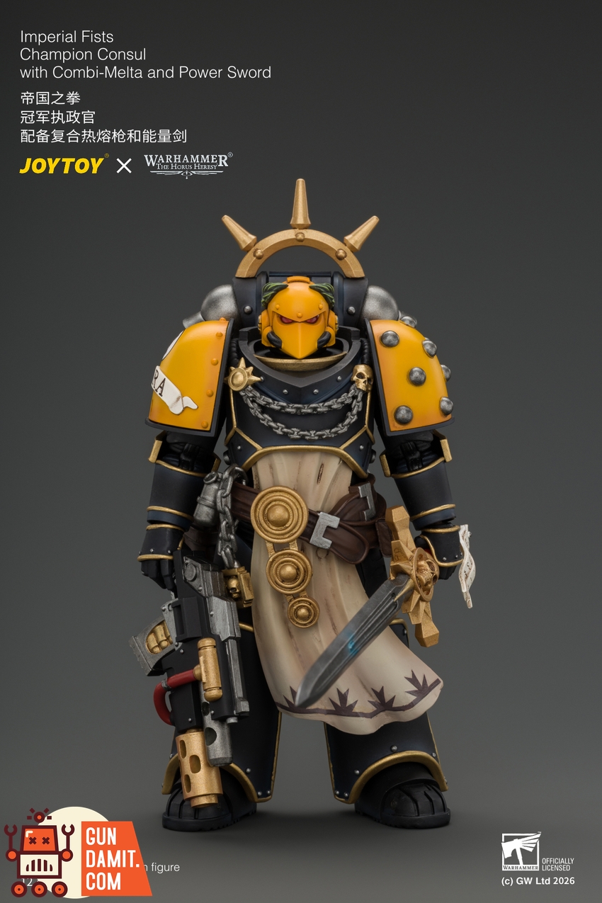 JoyToy JT05121 1/18 Warhammer The Horus Heresy Imperial Fists Champion Consul with Combi-Melta and Power Sword - View 2 JoyToy JT05121 1/18 Warhammer The Horus Heresy Imperial Fists Champion Consul with Combi-Melta and Power Sword - View 2