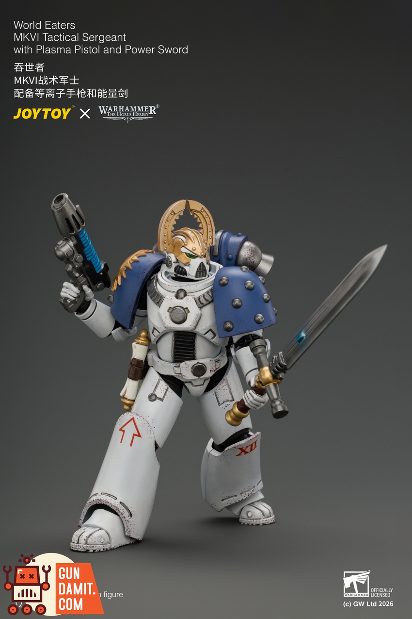 JoyToy JT05145 1/18 Warhammer The Horus Heresy World Eaters MKVI Tactical Sergeant with Plasma Pistol and Power Sword - View 9 JoyToy JT05145 1/18 Warhammer The Horus Heresy World Eaters MKVI Tactical Sergeant with Plasma Pistol and Power Sword - View 9
