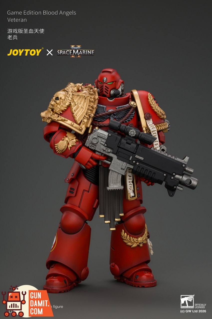 JoyToy JT05305 1/18 Warhammer 40K Game Edition Blood Angels Veteran with Bolt Rifle, Chainsword and Bolt Pistol and Plasma Pistol - View 3 JoyToy JT05305 1/18 Warhammer 40K Game Edition Blood Angels Veteran with Bolt Rifle, Chainsword and Bolt Pistol and Plasma Pistol - View 3