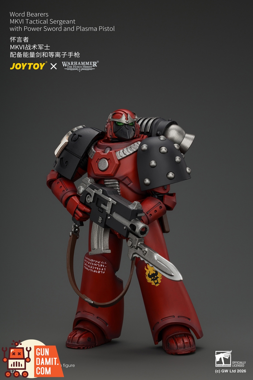 JoyToy JT05015 1/18 Warhammer The Horus Heresy Word Bearers MkVI Tactical Sergeant with Power Sword and Plasma Pistol - View 7 JoyToy JT05015 1/18 Warhammer The Horus Heresy Word Bearers MkVI Tactical Sergeant with Power Sword and Plasma Pistol - View 7
