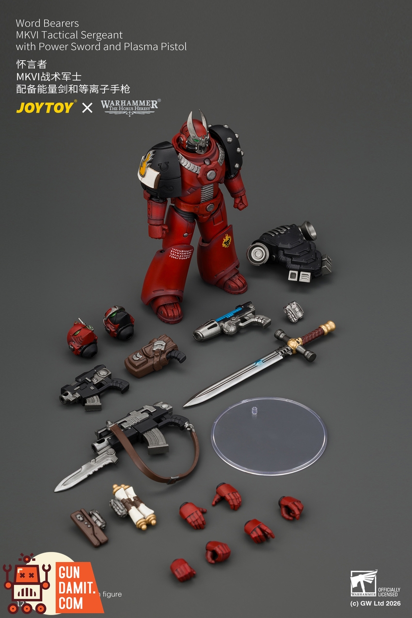 JoyToy JT05015 1/18 Warhammer The Horus Heresy Word Bearers MkVI Tactical Sergeant with Power Sword and Plasma Pistol - View 10 JoyToy JT05015 1/18 Warhammer The Horus Heresy Word Bearers MkVI Tactical Sergeant with Power Sword and Plasma Pistol - View 10