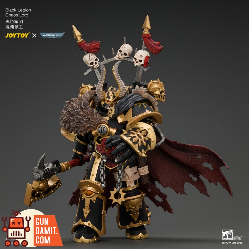 JoyToy JT05046 1/18 Warhammer 40K Black Legion Chaos Lord with Power Fist, Plasma Pistol and Astartes Chainblade - View 7 JoyToy JT05046 1/18 Warhammer 40K Black Legion Chaos Lord with Power Fist, Plasma Pistol and Astartes Chainblade - View 7
