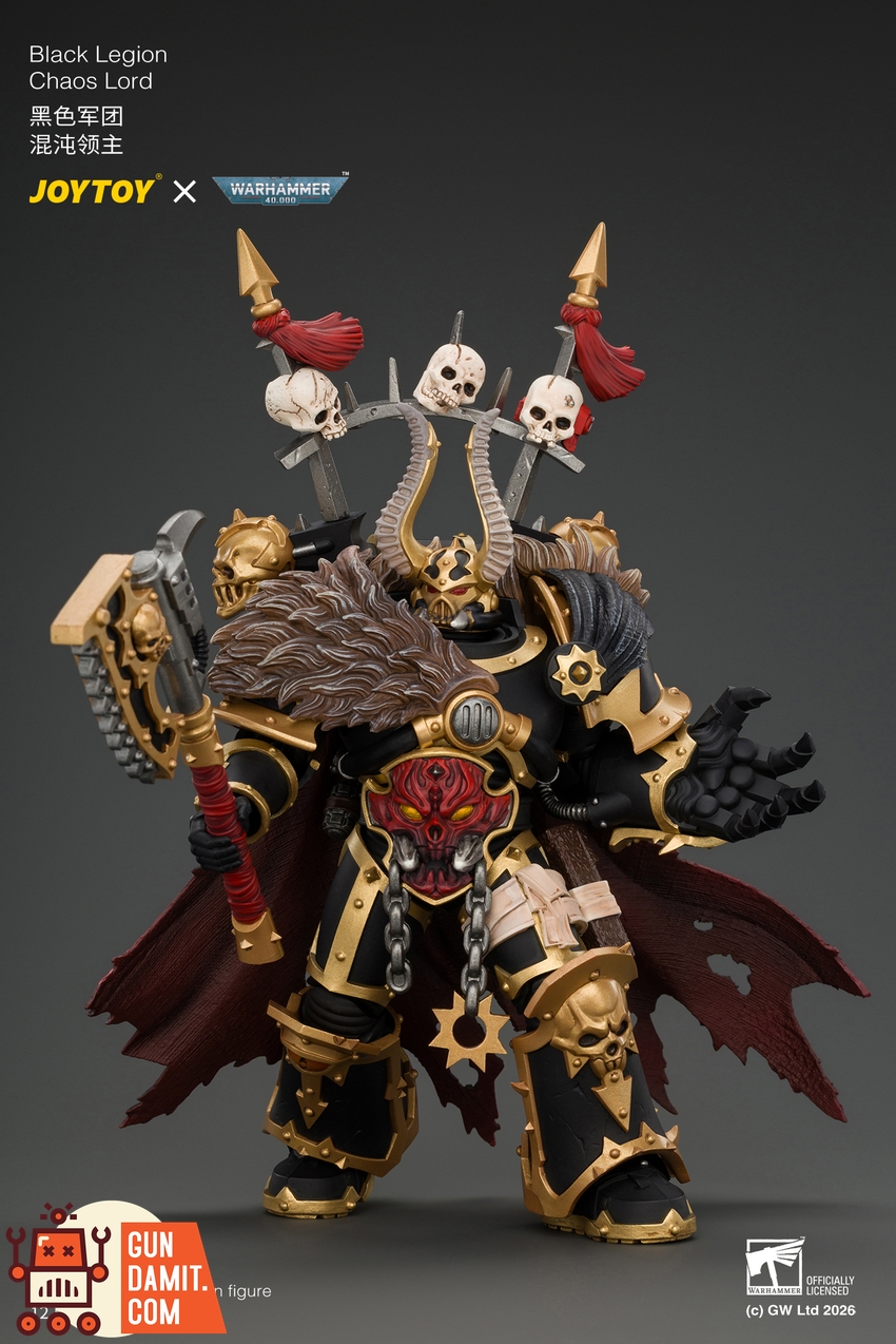 JoyToy JT05046 1/18 Warhammer 40K Black Legion Chaos Lord with Power Fist, Plasma Pistol and Astartes Chainblade - View 6 JoyToy JT05046 1/18 Warhammer 40K Black Legion Chaos Lord with Power Fist, Plasma Pistol and Astartes Chainblade - View 6