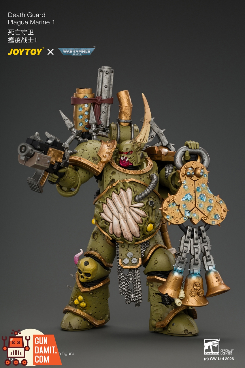 JoyToy JT05503 1/18 Warhammer 40K Death Guard Plague Marine 1 with Boltgun and Icon of Despair - View 5 JoyToy JT05503 1/18 Warhammer 40K Death Guard Plague Marine 1 with Boltgun and Icon of Despair - View 5