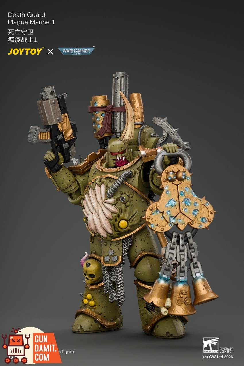 JoyToy JT05503 1/18 Warhammer 40K Death Guard Plague Marine 1 with Boltgun and Icon of Despair - View 3 JoyToy JT05503 1/18 Warhammer 40K Death Guard Plague Marine 1 with Boltgun and Icon of Despair - View 3