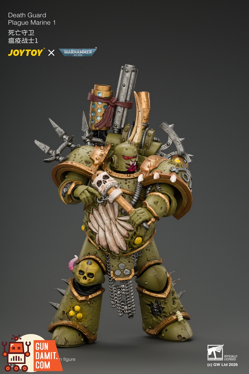 JoyToy JT05503 1/18 Warhammer 40K Death Guard Plague Marine 1 with Boltgun and Icon of Despair - View 9 JoyToy JT05503 1/18 Warhammer 40K Death Guard Plague Marine 1 with Boltgun and Icon of Despair - View 9
