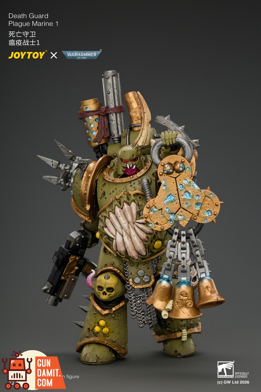 JoyToy JT05503 1/18 Warhammer 40K Death Guard Plague Marine 1 with Boltgun and Icon of Despair - View 6 JoyToy JT05503 1/18 Warhammer 40K Death Guard Plague Marine 1 with Boltgun and Icon of Despair - View 6