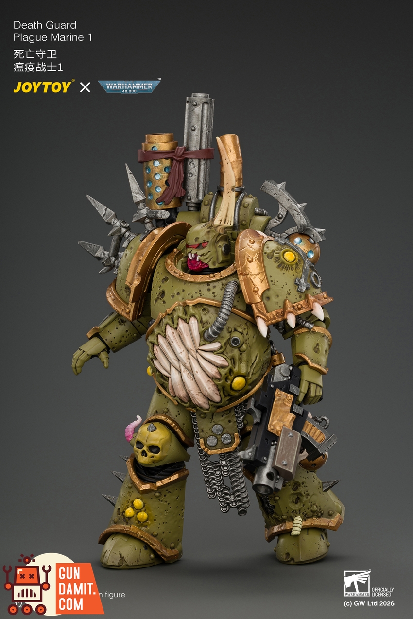 JoyToy JT05503 1/18 Warhammer 40K Death Guard Plague Marine 1 with Boltgun and Icon of Despair - View 10 JoyToy JT05503 1/18 Warhammer 40K Death Guard Plague Marine 1 with Boltgun and Icon of Despair - View 10