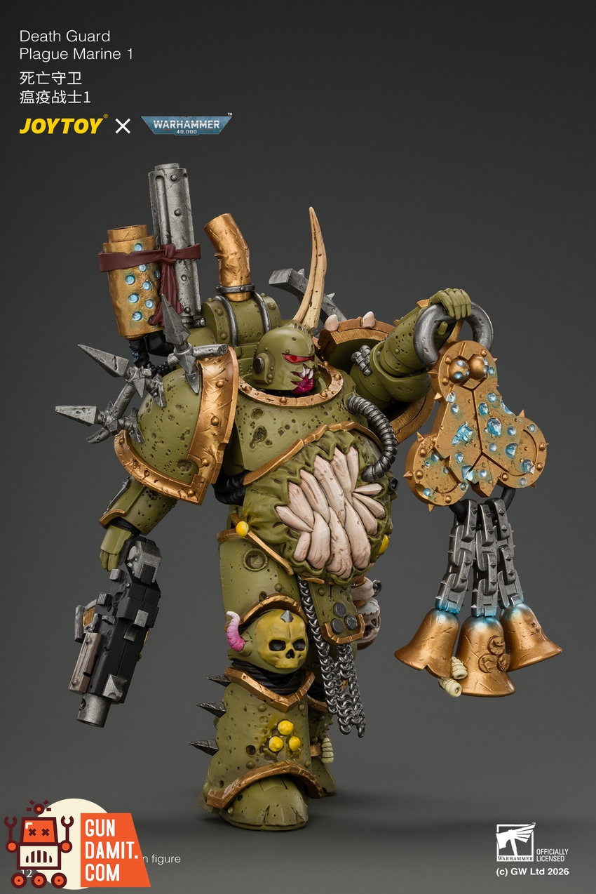 JoyToy JT05503 1/18 Warhammer 40K Death Guard Plague Marine 1 with Boltgun and Icon of Despair - View 7 JoyToy JT05503 1/18 Warhammer 40K Death Guard Plague Marine 1 with Boltgun and Icon of Despair - View 7