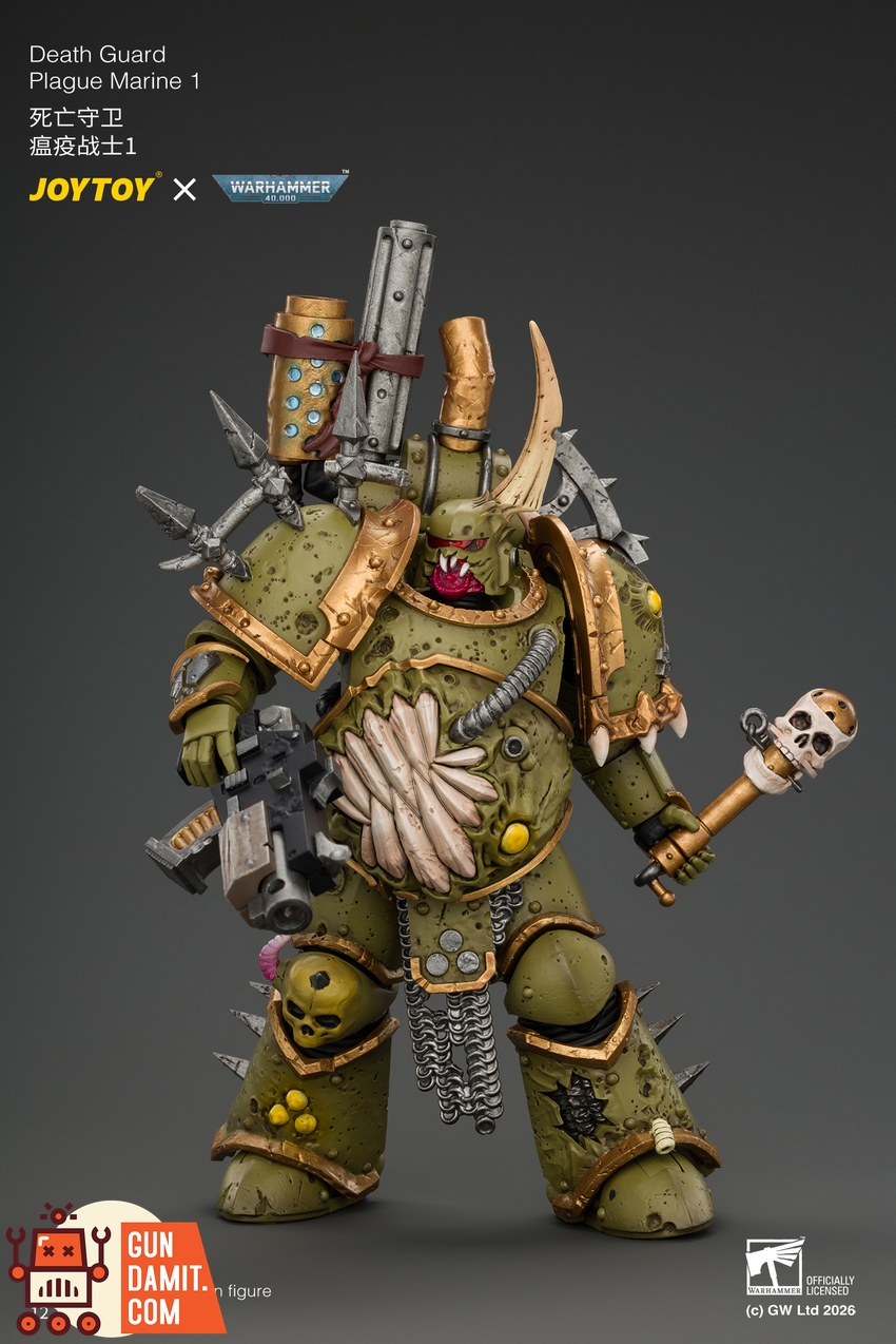 JoyToy JT05503 1/18 Warhammer 40K Death Guard Plague Marine 1 with Boltgun and Icon of Despair - View 8 JoyToy JT05503 1/18 Warhammer 40K Death Guard Plague Marine 1 with Boltgun and Icon of Despair - View 8