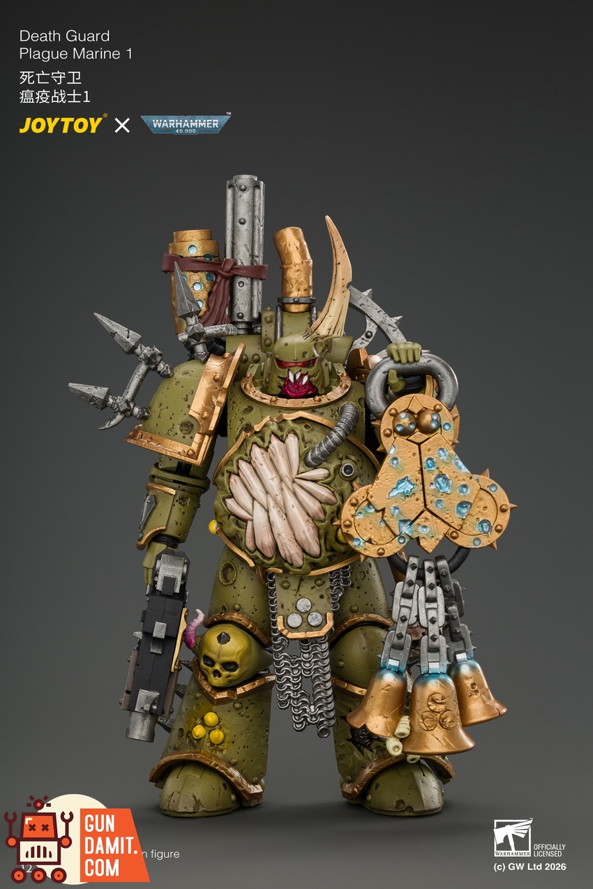JoyToy JT05503 1/18 Warhammer 40K Death Guard Plague Marine 1 with Boltgun and Icon of Despair - View 2 JoyToy JT05503 1/18 Warhammer 40K Death Guard Plague Marine 1 with Boltgun and Icon of Despair - View 2