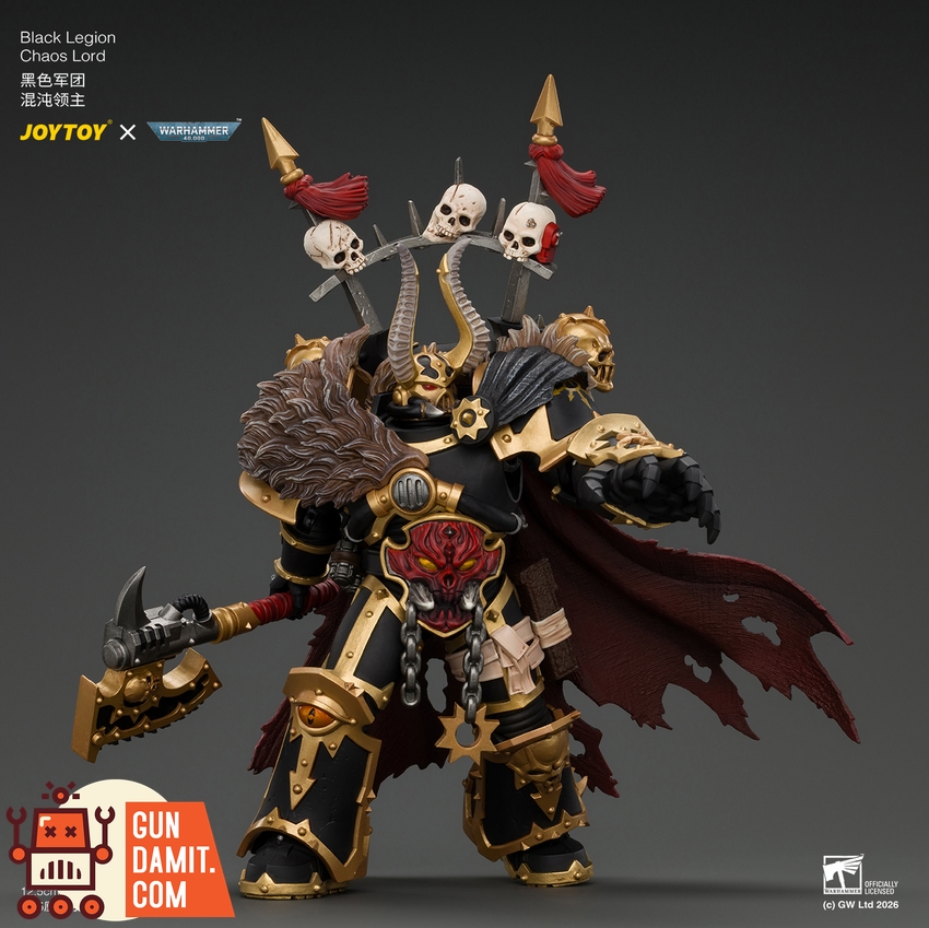 JoyToy JT05046 1/18 Warhammer 40K Black Legion Chaos Lord with Power Fist, Plasma Pistol and Astartes Chainblade - View 5 JoyToy JT05046 1/18 Warhammer 40K Black Legion Chaos Lord with Power Fist, Plasma Pistol and Astartes Chainblade - View 5