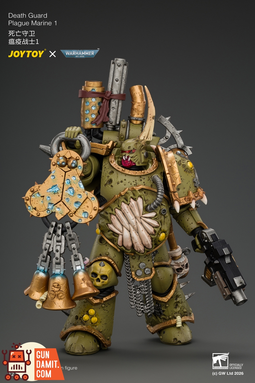JoyToy JT05503 1/18 Warhammer 40K Death Guard Plague Marine 1 with Boltgun and Icon of Despair - View 11 JoyToy JT05503 1/18 Warhammer 40K Death Guard Plague Marine 1 with Boltgun and Icon of Despair - View 11