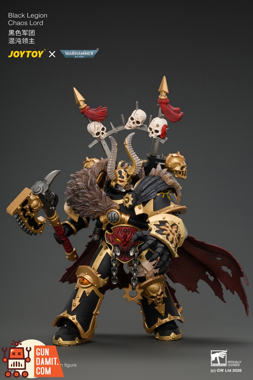 JoyToy JT05046 1/18 Warhammer 40K Black Legion Chaos Lord with Power Fist, Plasma Pistol and Astartes Chainblade - View 4 JoyToy JT05046 1/18 Warhammer 40K Black Legion Chaos Lord with Power Fist, Plasma Pistol and Astartes Chainblade - View 4