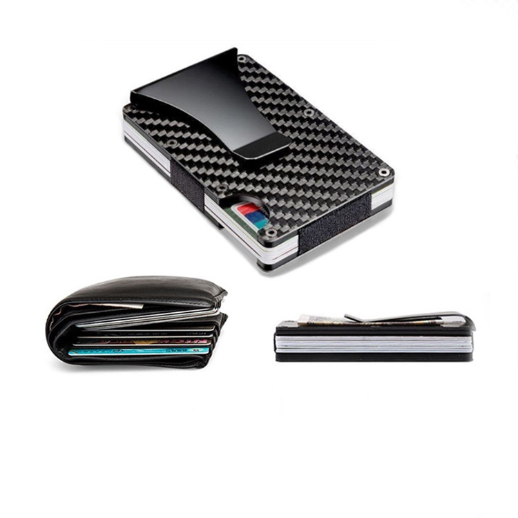 Carbon Fiber Minimalist Wallet Cardholders, Compact Wallet for business cards, credit cards, cash | RFID blocking, Anti-hack wallet