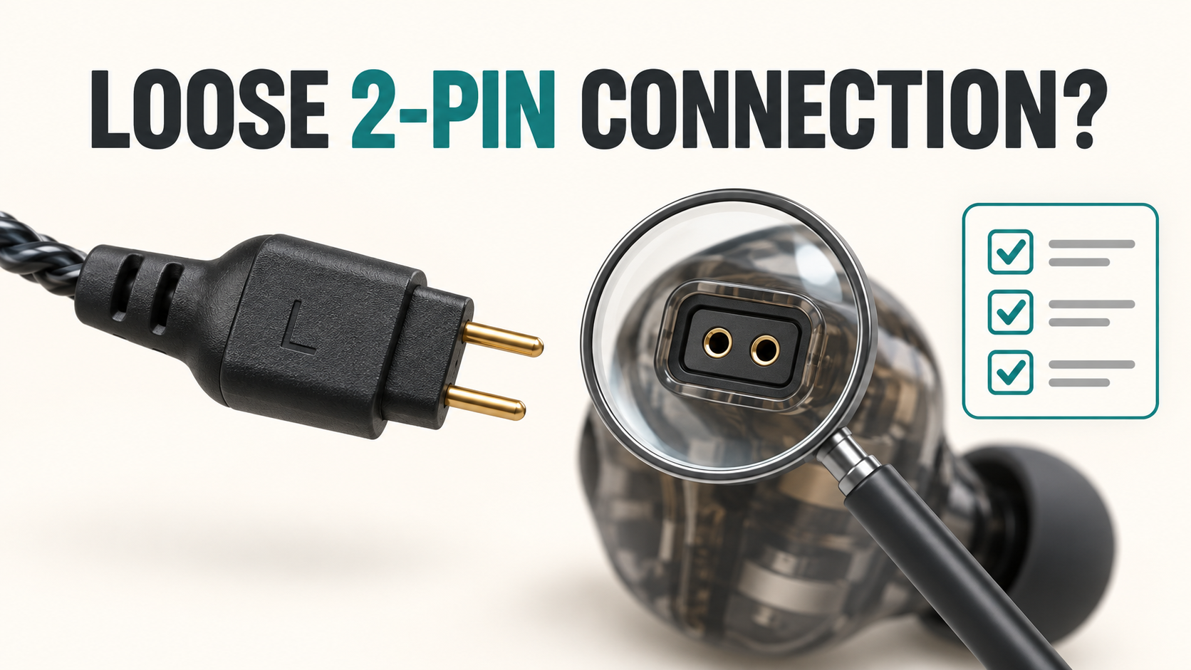 Illustration of inspecting a loose two-pin IEM connection