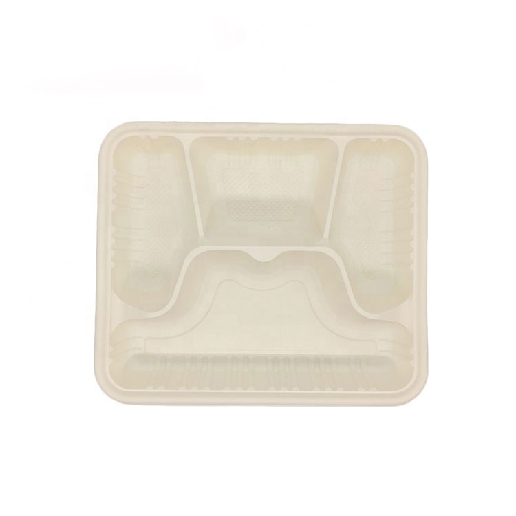 4 Compartment Biodegradable Disposable Food Tray With Cover