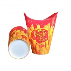 French Fry cup Munchie Cup Paper Food Container, Fold-Down Lid