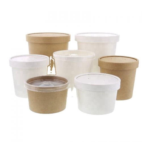 White Soup Cup Hot Liquid Paper Cup With Lid