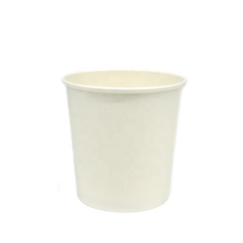 Disposable White Grease Proof Paper Bucket For Soup Cups With Lids