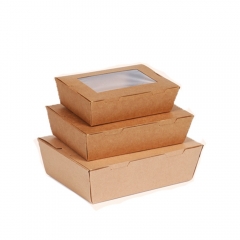 fast food packing box Custom brown kraft paper cake box with window