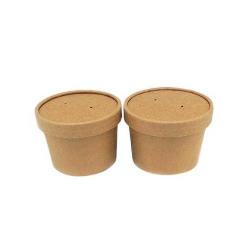 8oz Hot Sale Kraft Paper Soup Cup Hot Soup Bowl with Lids