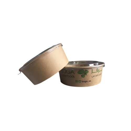 1090ml Brown Kraft Paper Salad Bowl with PET Lid For Euro Market