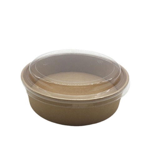 Large Capacity Romen Kraft Paper Bowl Salad Bowl With Plastic Lid