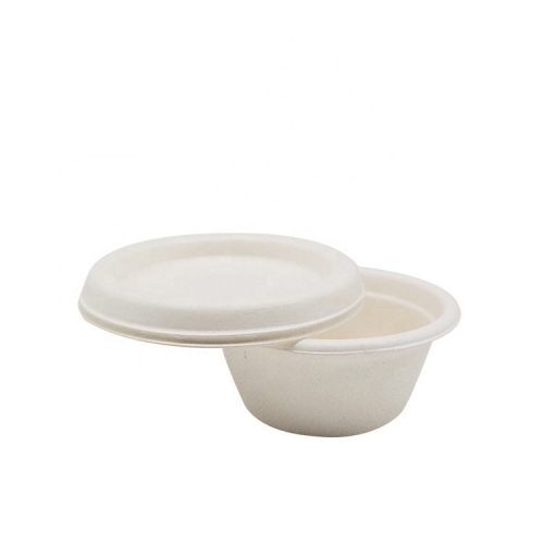 Biodegradable Disposable Sugarcane Pulp Sauce Container 2oz Sauce Cup With Lid