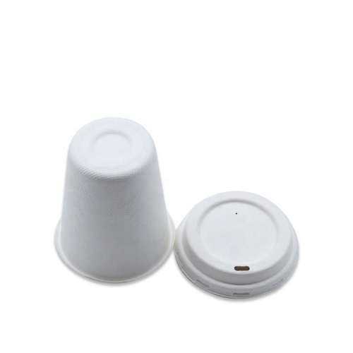 Biodegradable disposable sugarcane pulp 12oz coffee cups with lid