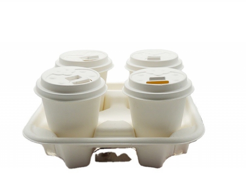 Factory supply bagasse 4 cup carrier cup tray holder tray