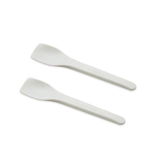 4 Inch White Mini Disposable Ice Cream Scooper Spoon 100% Biodegradable Alternative to Plastic