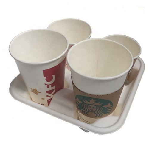 sugarcane cup holder coffee corrugated paper cup holder for hot sales