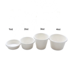 100% Compostable 1 OZ Bagasse Sugarcane Sauce Cup with PLA Lid