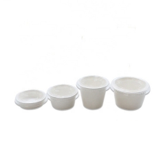100% Compostable 1 OZ Bagasse Sugarcane Sauce Cup with PLA Lid