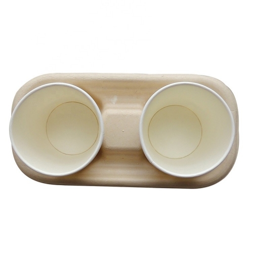 Molded Fiber Cup Holder Biodegradable Compostable Drink Carrier for Food Delivery Service