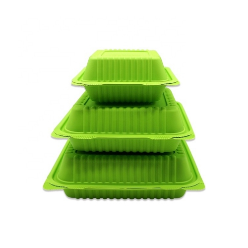 Green biodegradable disposable tableware cornstarch container box New design