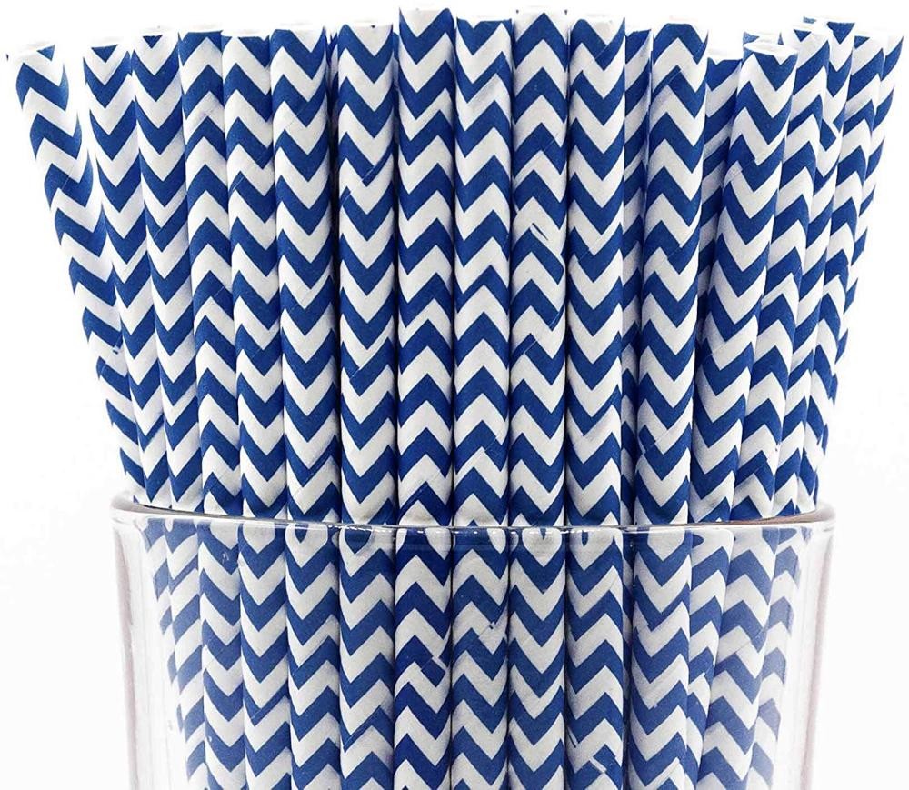 Customized Color Biodegradable Chevron Stripe Paper Straw