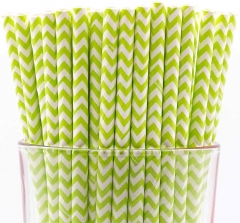 Customized Color Biodegradable Chevron Stripe Paper Straw